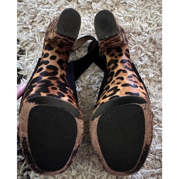 Diane Von Furstenberg Robin Leopard Calf Fur Platform Chunky Heeled Shoes 8.5 - Picture 4 of 6